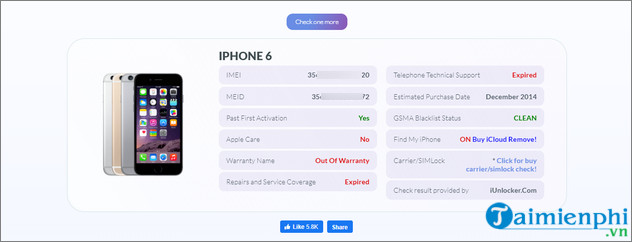 kiem tra iphone lock bang imei