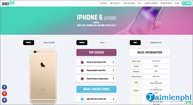 kiem tra iphone lock bang imei