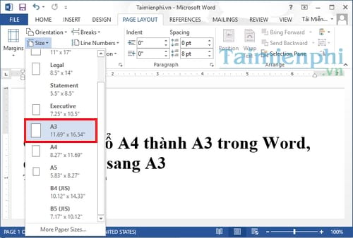 Cách in khổ A4 thành A3 trong Word, chuyển A4 sang A3