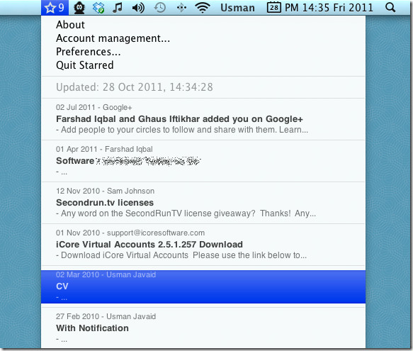 View and read gmail's copied emails from the menu bar on mac 2