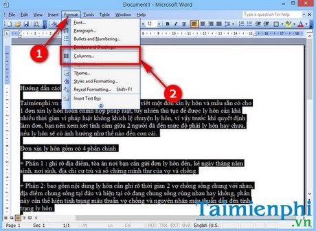 Cách chia văn bản thành nhiều cột trong Word