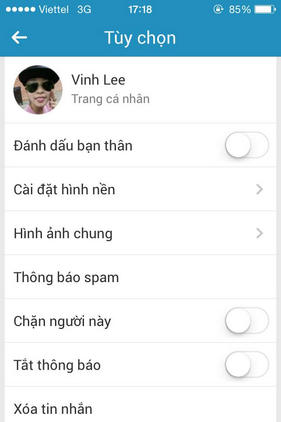 xoa lich su chat zalo tren iphone