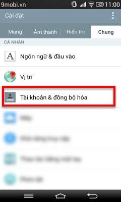 Xóa tài khoản Gmail trên LG