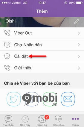 delete tai khoan viber tren iphone