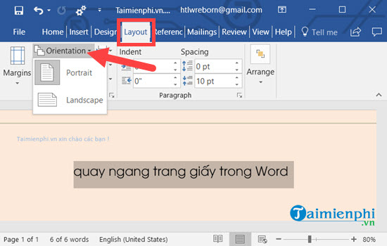 xoay khổ giấy trong Word