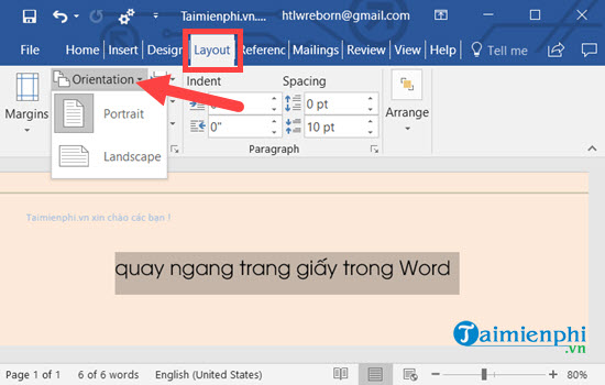 Cách xoay khổ giấy trong Word, quay ngang, dọc trang Word