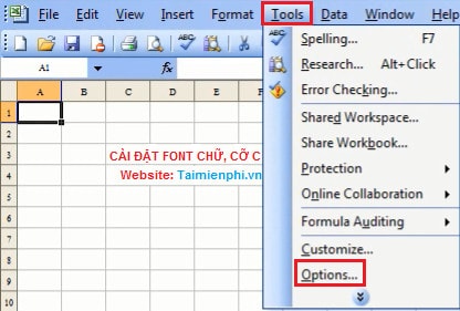 Excel - Cài đặt Font chữ, cỡ chữ mặc định trong bảng tính