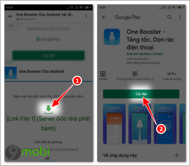 one booster don rac dien thoai android 