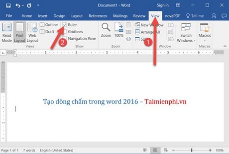 tao dong cham trong word 2016
