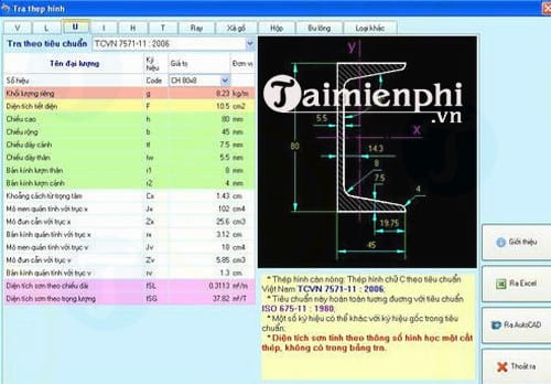 Download Tra thép hình 2.0 Pro - Tra cứu kết cấu thép hình -taimienphi