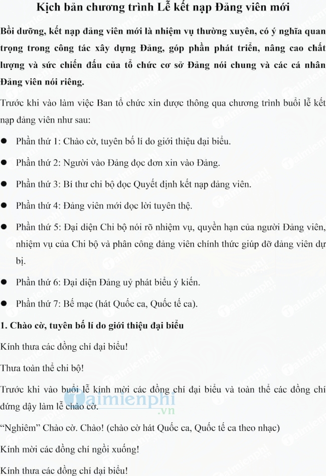 Lễ Kết Nạp Đảng Viên Mới, Kịch Bản, Lời Dẫn Chương Trình Hay Nhất -Tai