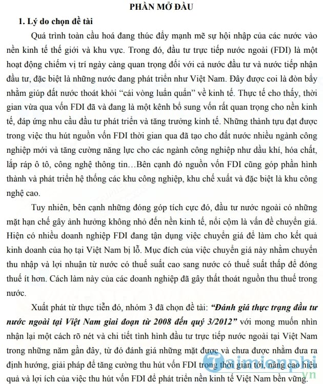 Đánh giá thực trạng đầu tư nước ngoài tại Việt Nam từ 2008 đến quý 3/2012