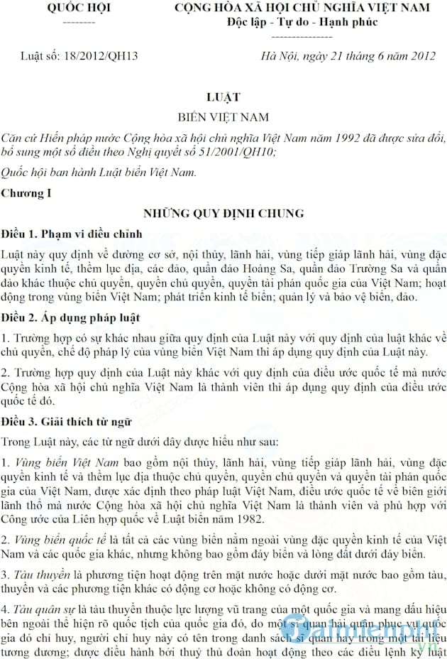 Luật Biển Việt Nam 2012