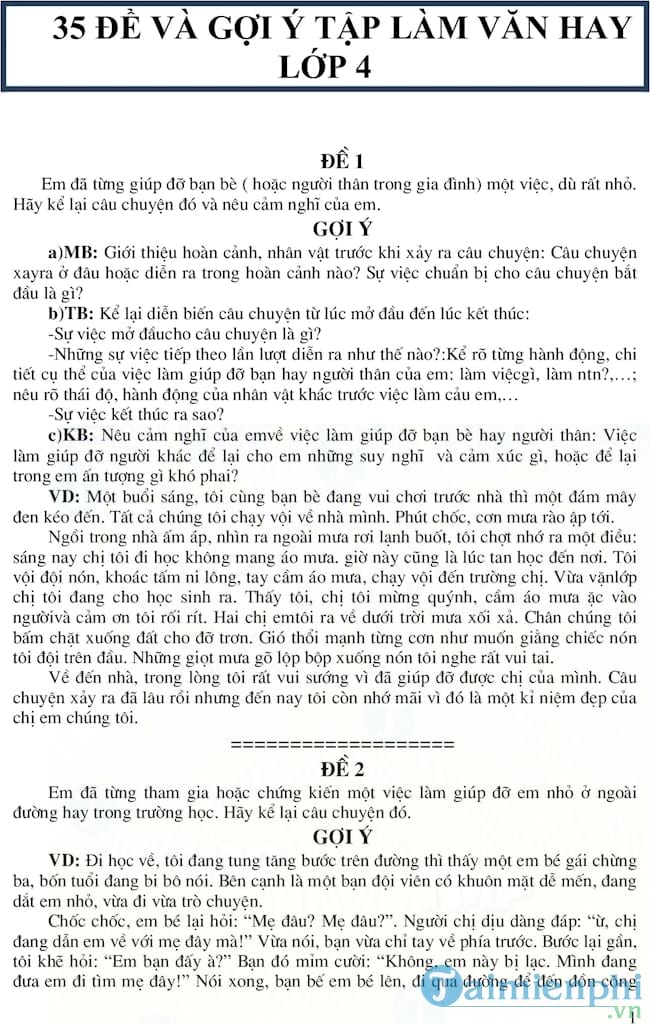 Tập Làm Văn Lớp 4 - Thư Viện Bài Văn Mẫu Lớp 4 -Taimienphi.Vn