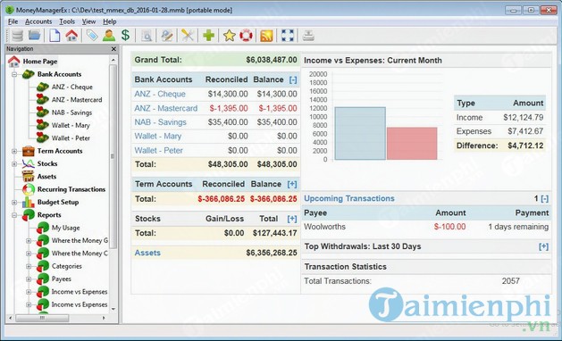 Phần mềm quản lý tài chính Money Manager Ex
