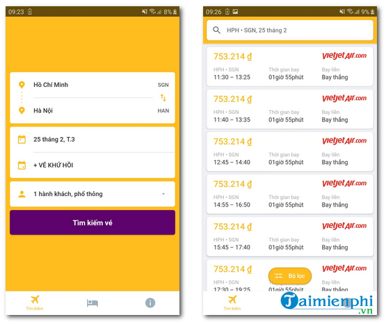 tai airline ticket booking app