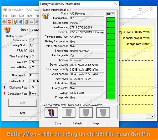 Tải BatteryMon, phần mềm kiểm tra pin laptop taimienphi.vn