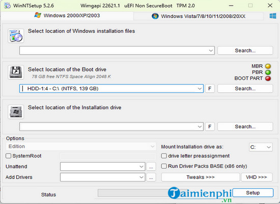 WinNTSetup 5.3.2 instal the new