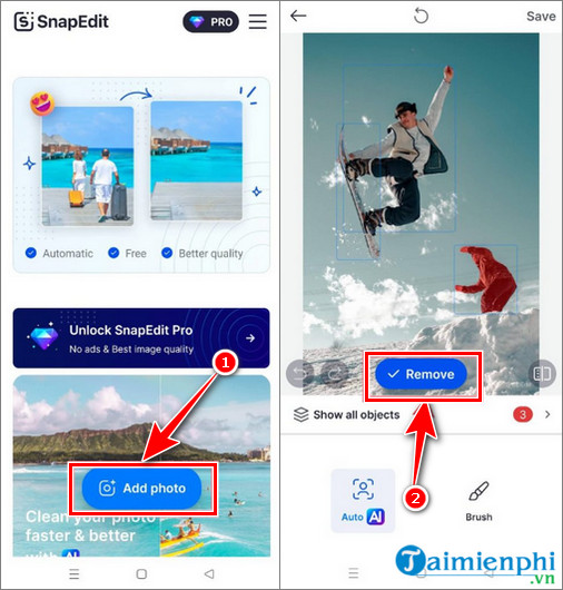 Tải SnapEdit - Ứng dụng xóa vật thể thừa, làm nét, chỉnh sửa ảnh AI -t