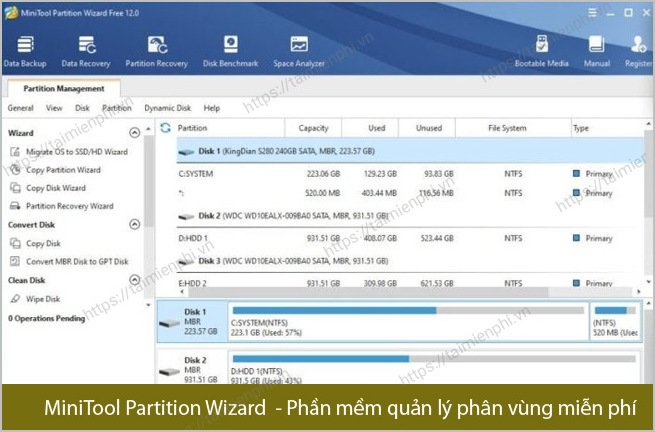 Download Minitool Partition Wizard Free 12.7, Phân Vùng Ổ Cứng -Taimie