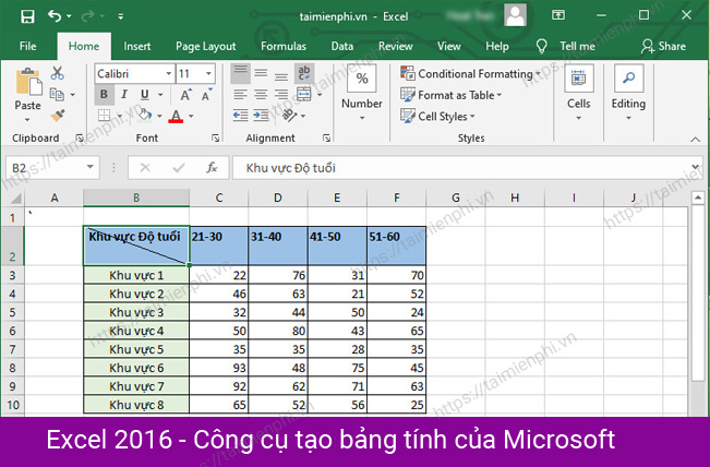 Dòng thời gian Excel 2016