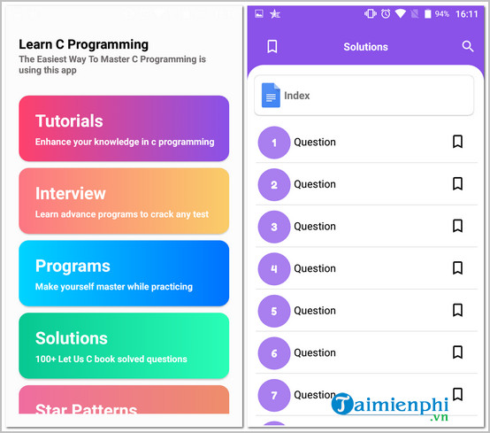 Tải Learn C Programming cho Android, Ứng dụng học lập trình C cho điện