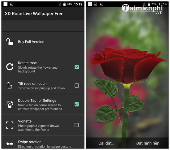 Tải 3D Rose Live Wallpaper cho Android, Ứng dụng hình nền động 3D cho