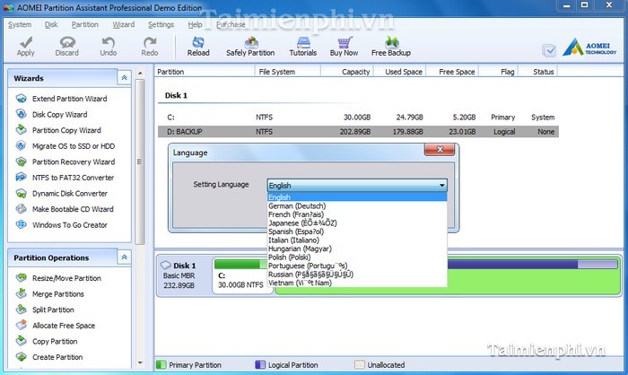manual for aomei partition assistant pro